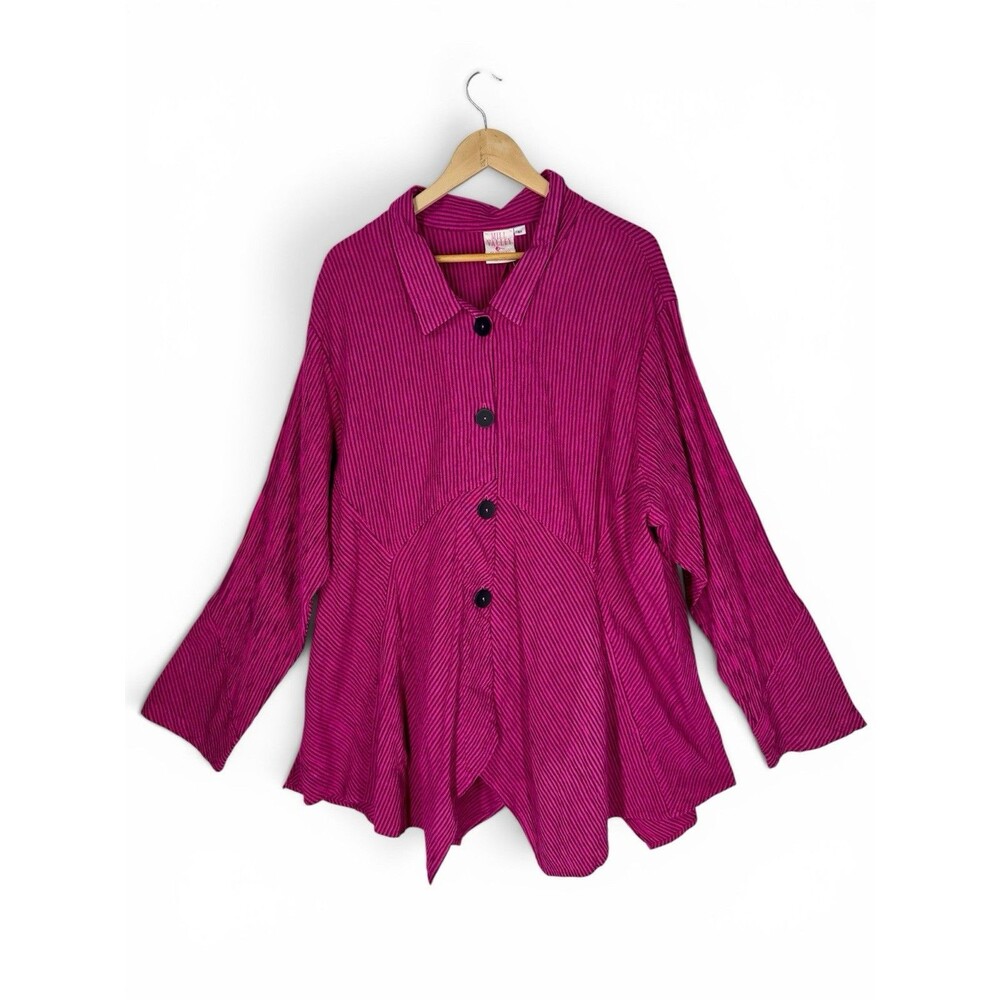 VTG Mill Valley NEW Old Stock Vivid Pink Striped Hobo Tunic Top Shirt Lagenlook